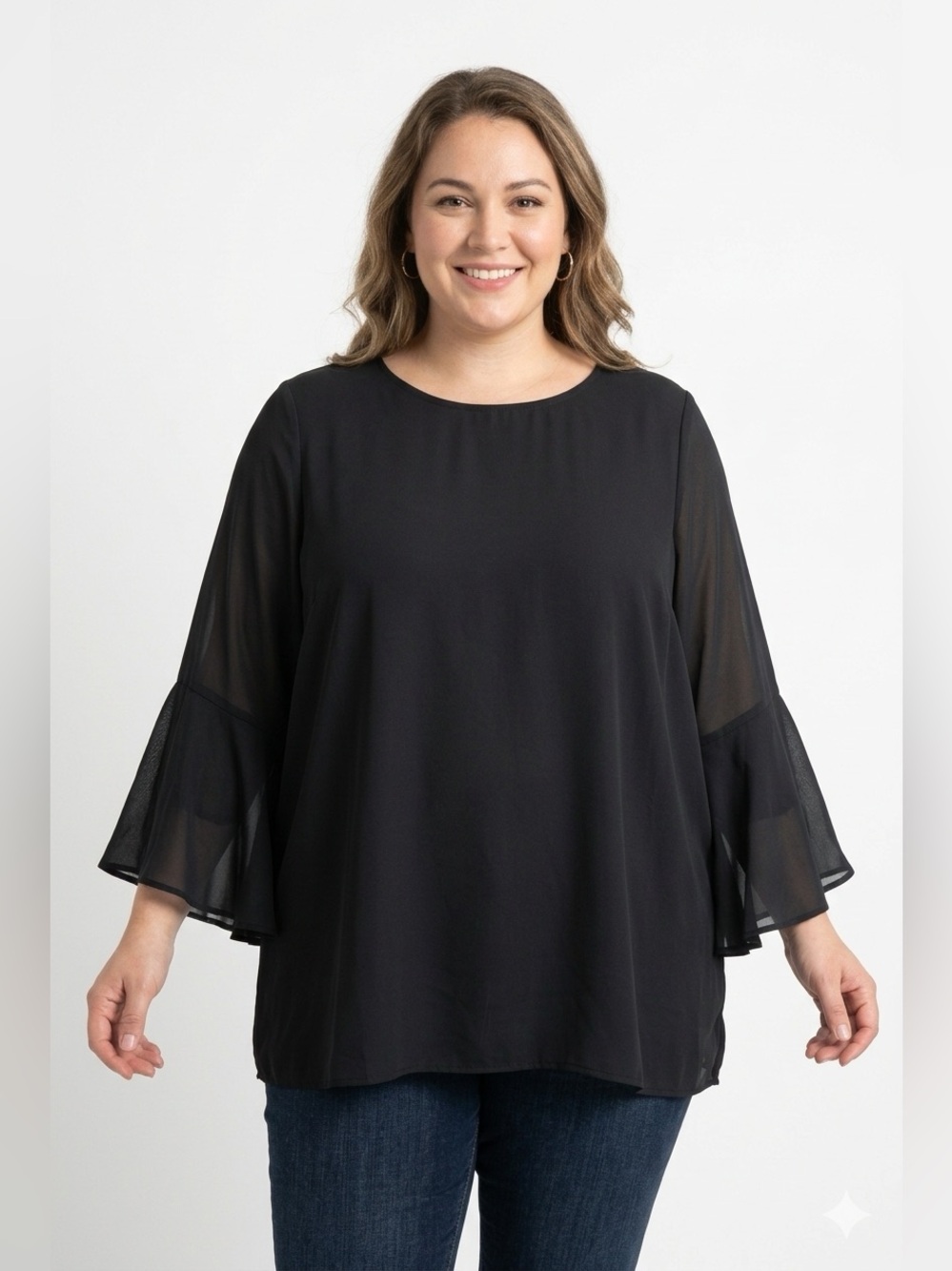 Goldray by Stitchfix Black Blouse with Flouncy Bell Sleeves Size 3X - Picture 1 of 10